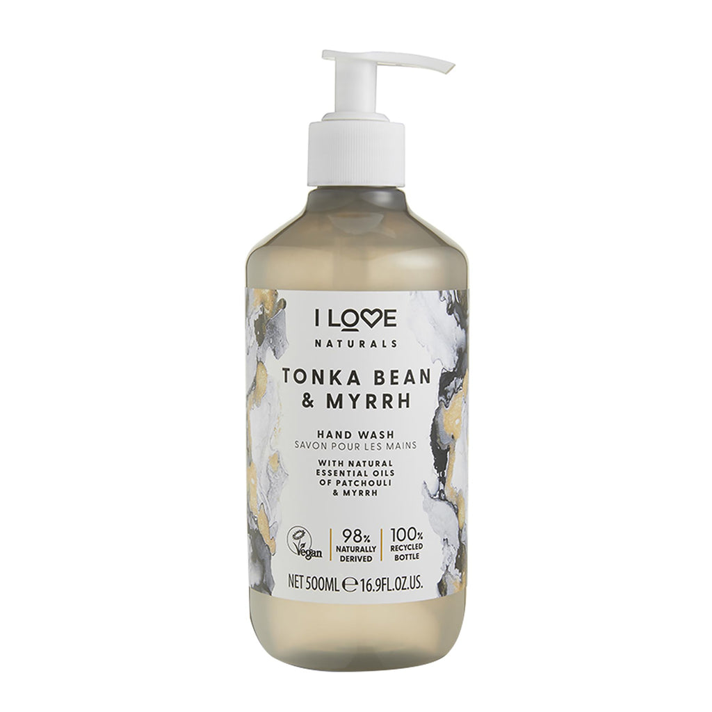 I LOVE Naturals Tonka Bean and Myrrh Hand Wash - Hydrating Hand Soap with Essential Oils - Skin-Smoothing Formula - Plant-Based Cleansers - 16.9 oz